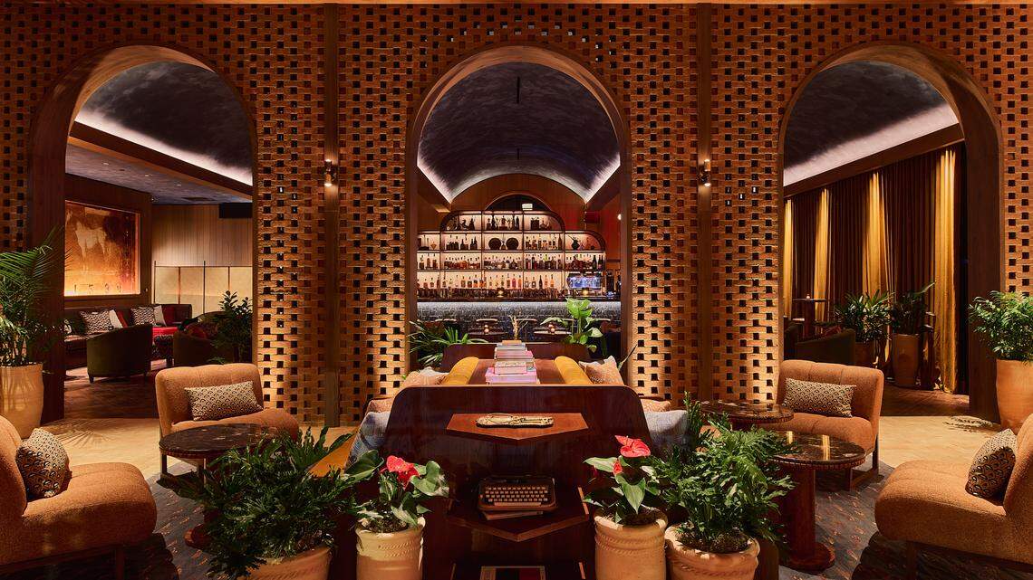 The lobby of The Manchester Hotel which opens June 2, 2023, in the Lexington Distillery District. 