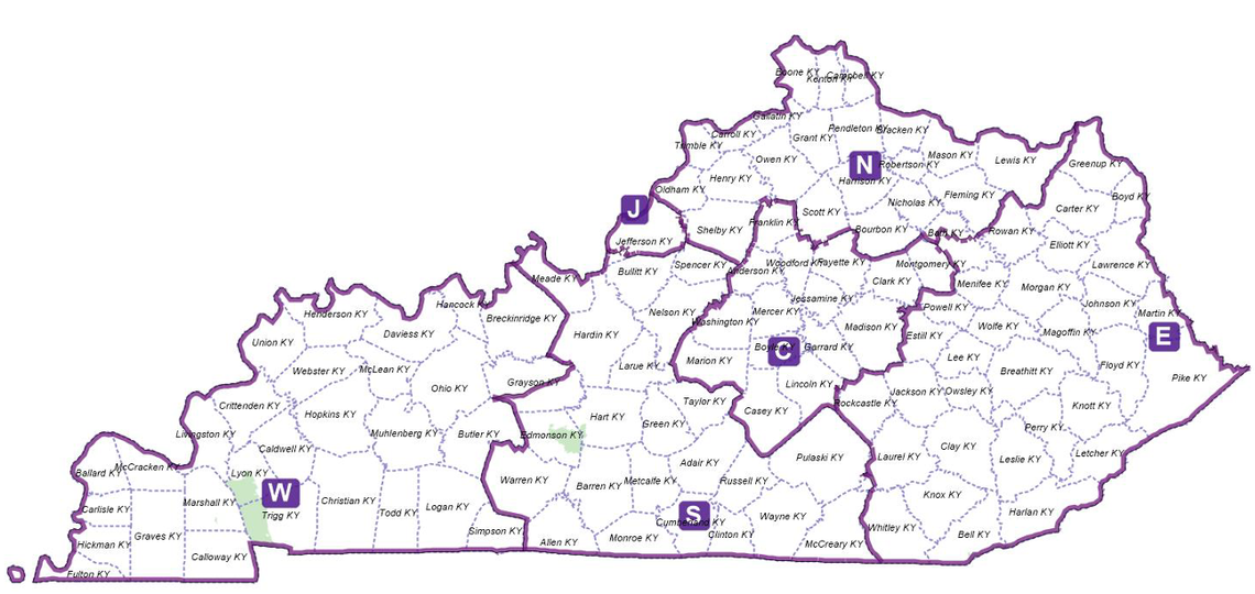 The Kentucky League of Women Voters made some hypothetical district maps based on 2010 data that are more geographically cohesive than Kentucky’s current lines.