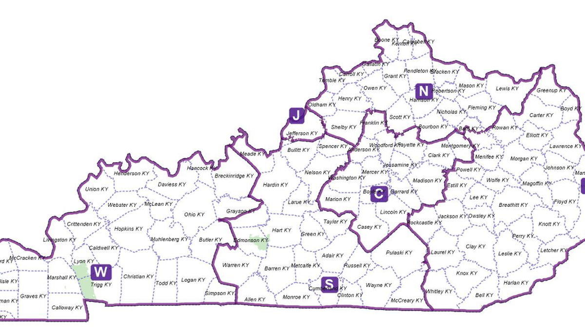 The Kentucky League of Women Voters made some hypothetical district maps based on 2010 data that are more geographically cohesive than Kentucky’s current lines.