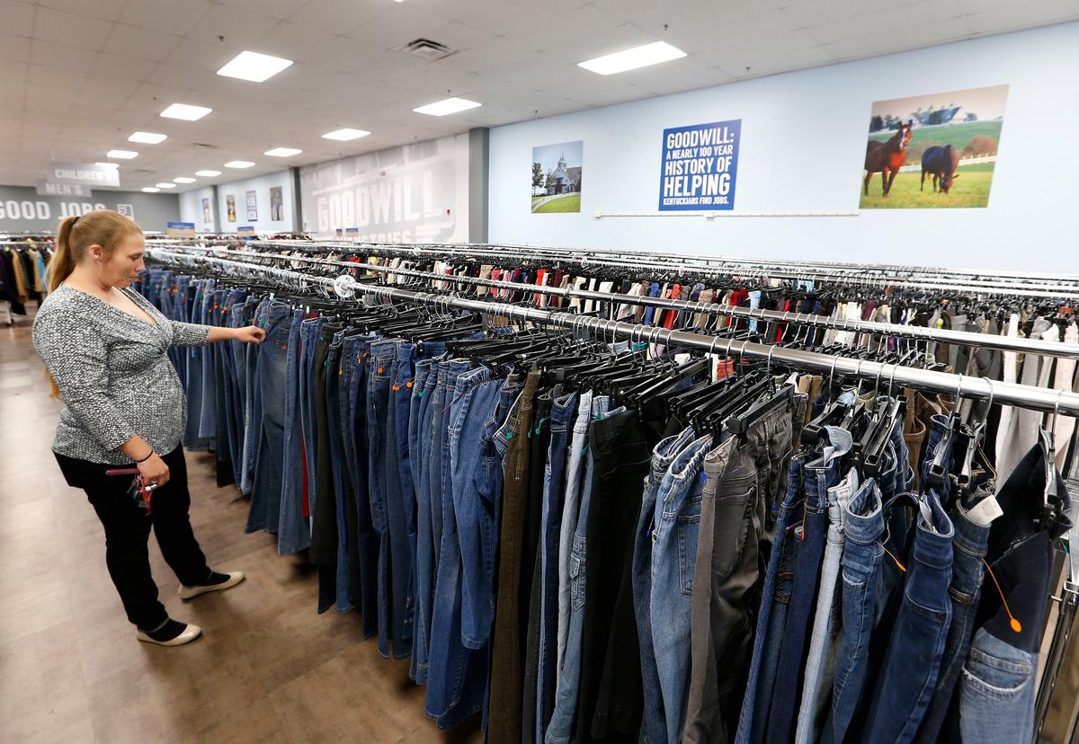 Sandy Pergram shopped for jeans Wednesday morning at the Goodwill store at 130 New Circle Road. The store has undergone a remodel to bring it more in line with other Goodwill stores. The remodeling includes aisle endcaps and dressing rooms and is meant to evoke local places like Keeneland and make it clear that Goodwill works locally.