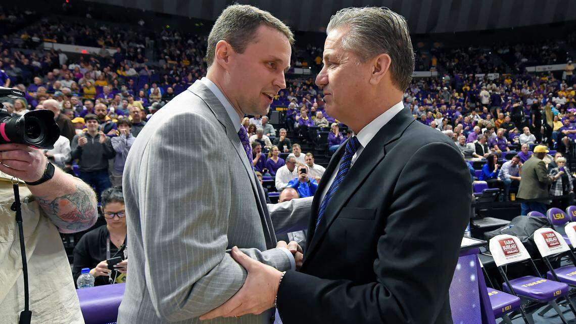 LSU Coach Will Wade, left, is 1-3 as Tigers head man against Kentucky. UK Coach John Calipari, right, is 13-3 vs. the Tigers at Kentucky.