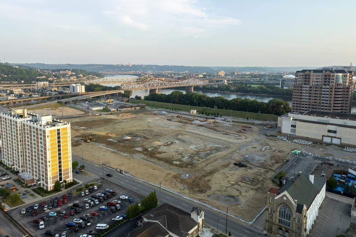 Excavation work was underway this summer at the Covington Central Riverfront site in downtown Covington, Ky.