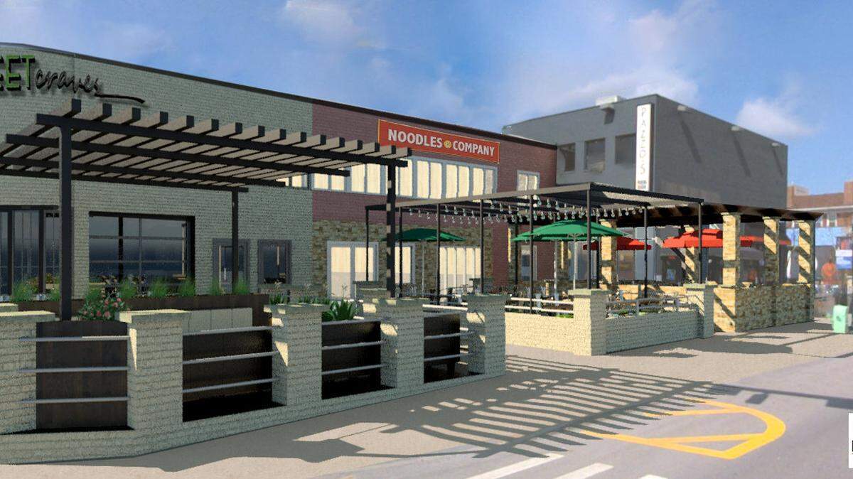 The exterior and patio of Street Craves will front South Limestone, and Freakin' Unbelievable Burgers' entrance will be on Jersey Street.    