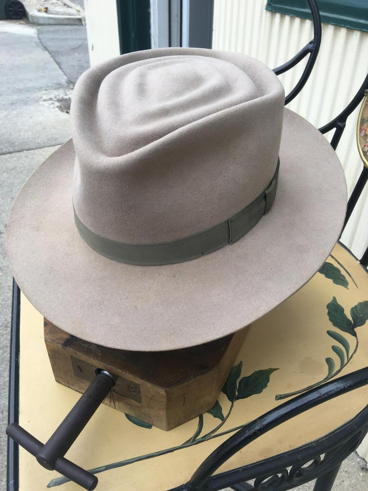 Lexington hatmaker Nick Godbehere said the quadruple diamond on top of the gray hat is his own design, taking inspiration from classic elements in bespoke design from the ’20s-’40s and borrowing some aesthetics from Roy Rogers’ hat.
