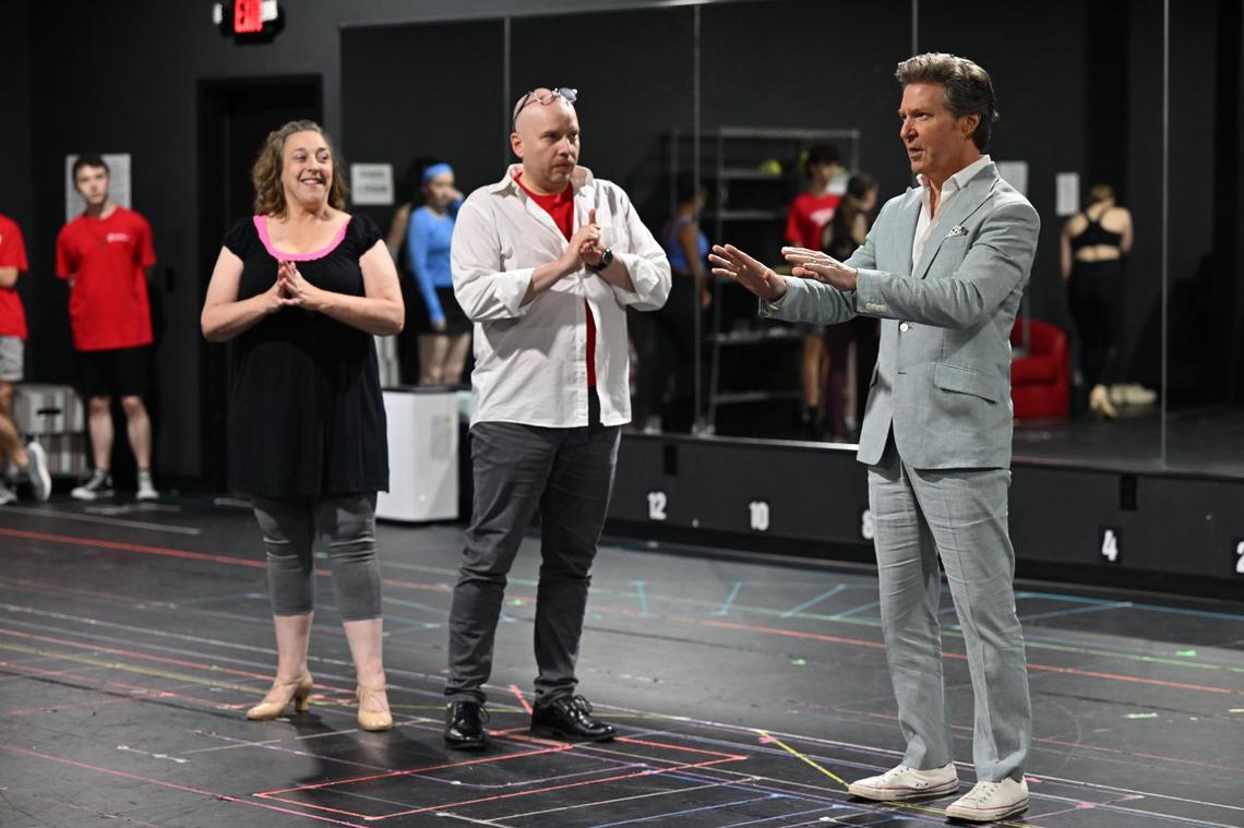 Karyn Czar, Brance Cornelius, and Ron Bohmer rehearse a scene from “42nd Street.” Bohmer’s 25-plus year Broadway career includes roles in “The Book of Morman,” “The Phantom of the Opera,” and Sunset Boulevard.” Since created in 2015, the Lexington Theatre Company has made it a goal to pair local actors with Broadway talent.