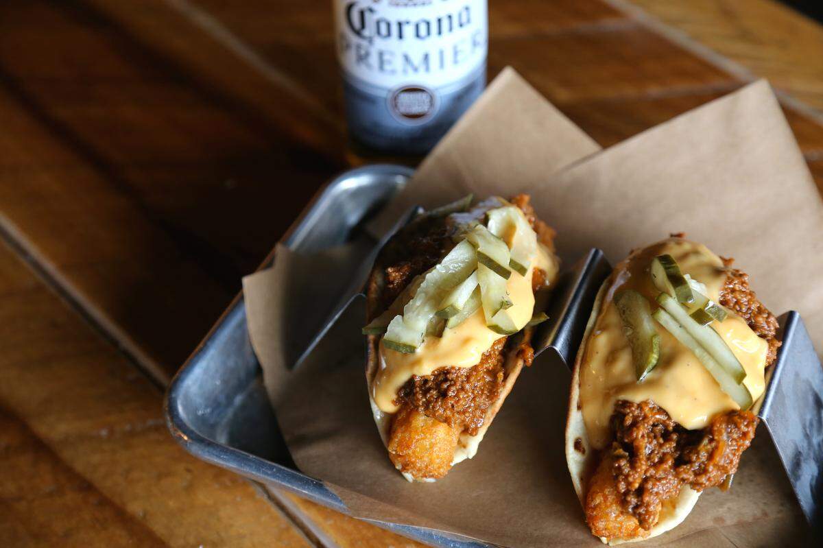 Who says a taco has to be taco meat? Bear & The Butcher will offer this Lunch Lady Land taco for Crave Taco Week.