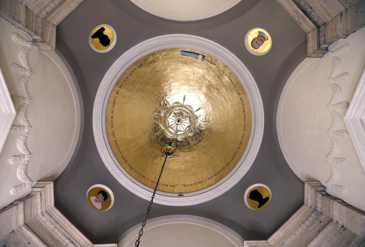 Artist Karyn Olivier is creating this contextual art around UK’s controversial 1930s mural in Memorial Hall. Her new work will be titled “Witness” and is being created around the dome near the entrance to the building.