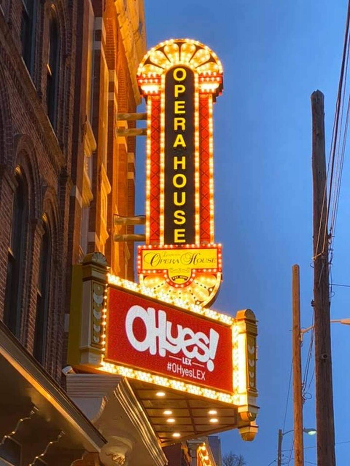 The Lexington Opera House lit up its new marquee on Wednesday, March 4, 2020. The last time the Opera House had a marquee was sometime in the mid-1970s. 