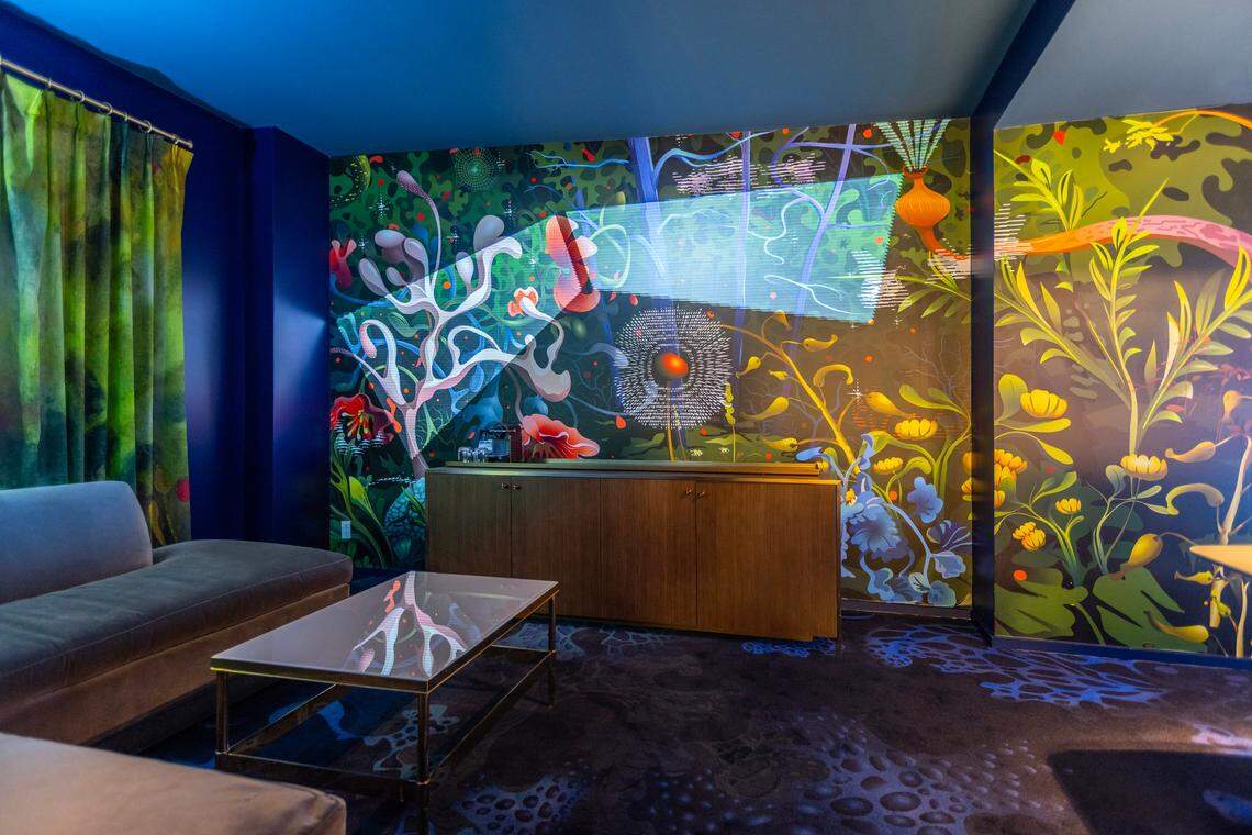 Nightwatch, an article installation room at 21c Museum Hotel, is influenced by Walt Disney’s classic 1940 movie “Fantasia.”