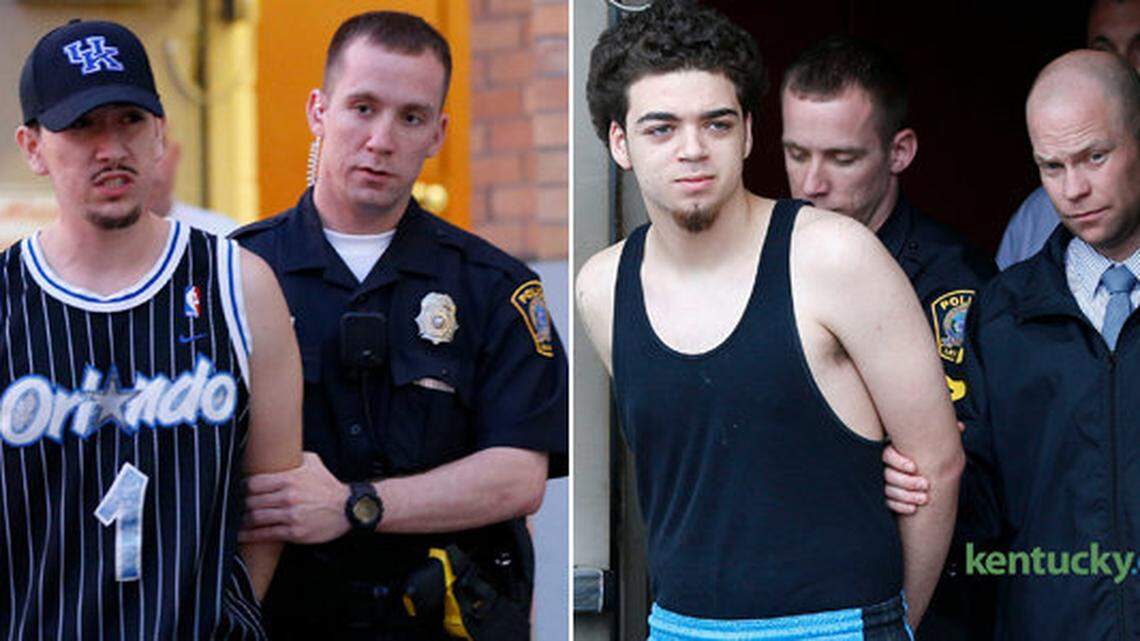 Lexington police arrested Efrain Diaz, 20, of Lexington, left, and Justin D. Smith, 18, of Lexington, on charges of murder in the killing of UK student Jonathan Krueger. A male juvenile also was charged. Diaz and Smith pleaded not guilty on Monday.