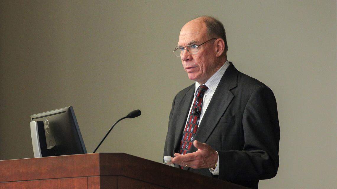 Steve Sanders, the founding director of the Appalachian Citizens’ Law Center in Whitesburg speaks at his law school alma mater, Vanderbilt University in March 2015. Sanders died Saturday at age 74 after suffering a seizure due to complications after a cancer diagnosis.
