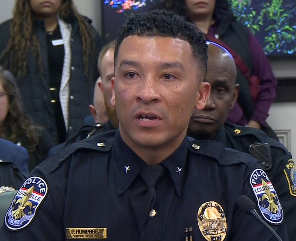 Louisville Metro Police Chief Paul Humphrey testified on Feb. 24, 2026, in favor of House Bill 299, a state ban on a small device that would allow semi-automatic handguns to be converted to automatic.
