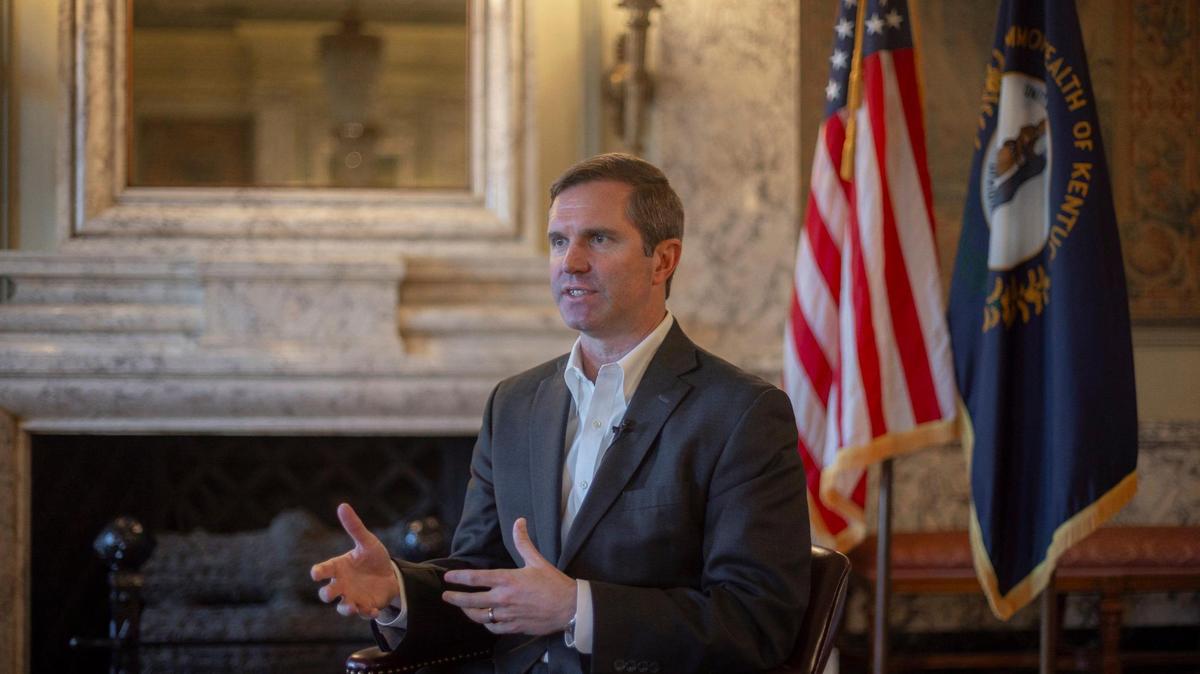 Kentucky Gov. Andy Beshear is photographed at the state Capitol on Tuesday, Dec. 19, 2023. Beshear announced this week he is launching his own political action committee. 