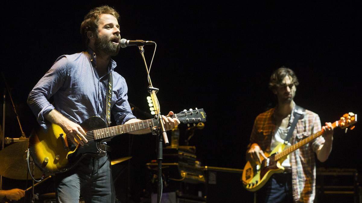 Taylor Goldsmith, left, and Wylie Gelber of the band Dawes.