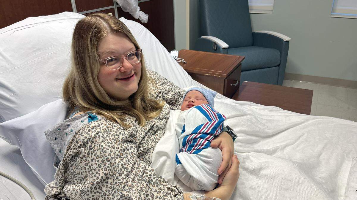 Meeko Ray Haggins, 8 pounds and 15 ounces, was the first baby born at Baptist Health Hospital in Lexington, Ky in 2026.