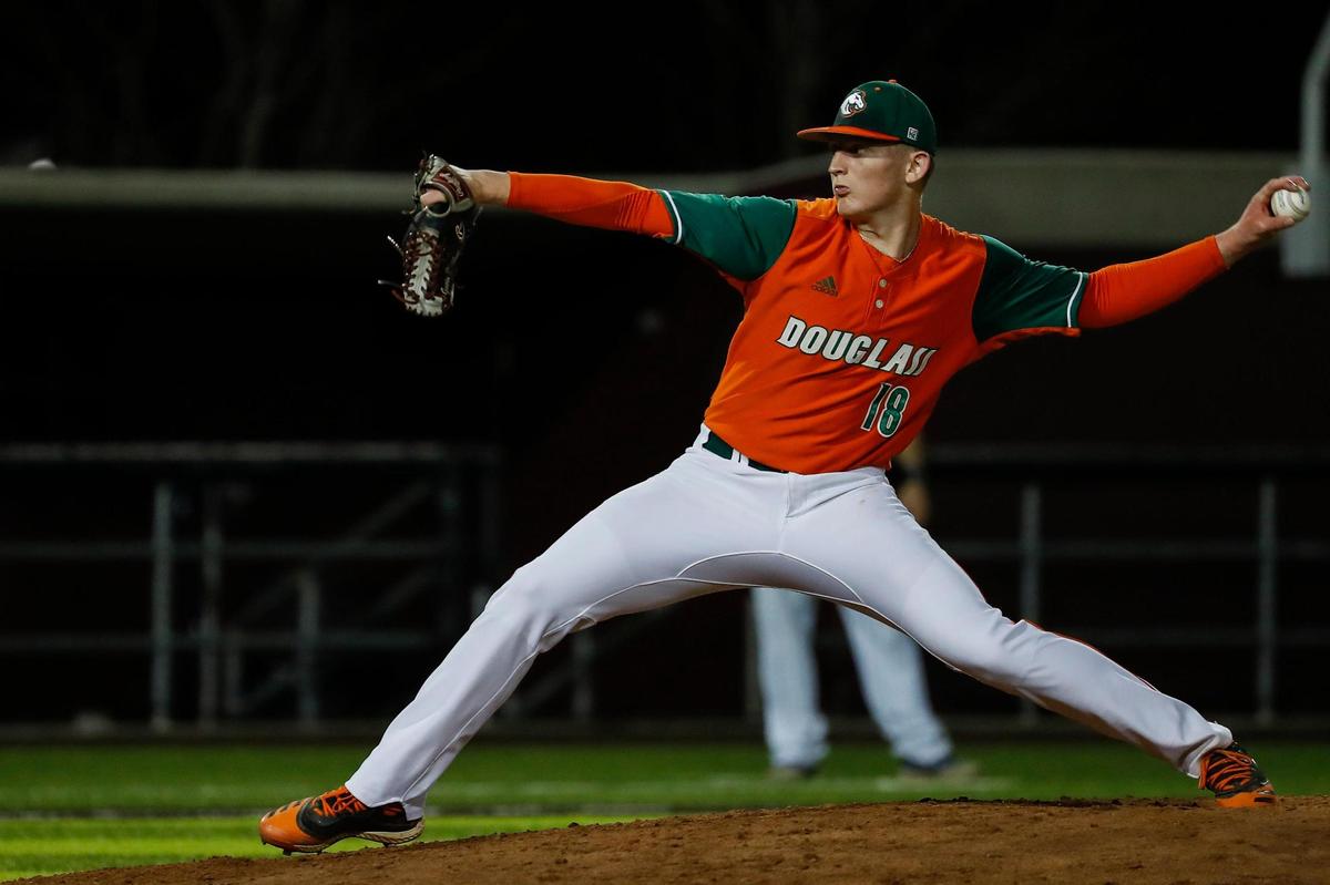 Gavin Faulkner of Frederick Douglass pitches against Henry Clay at Eastern Kentucky University’s Earle Combs Stadium in Richmond on Wednesday night. Faulkner has committed to play college baseball at EKU.