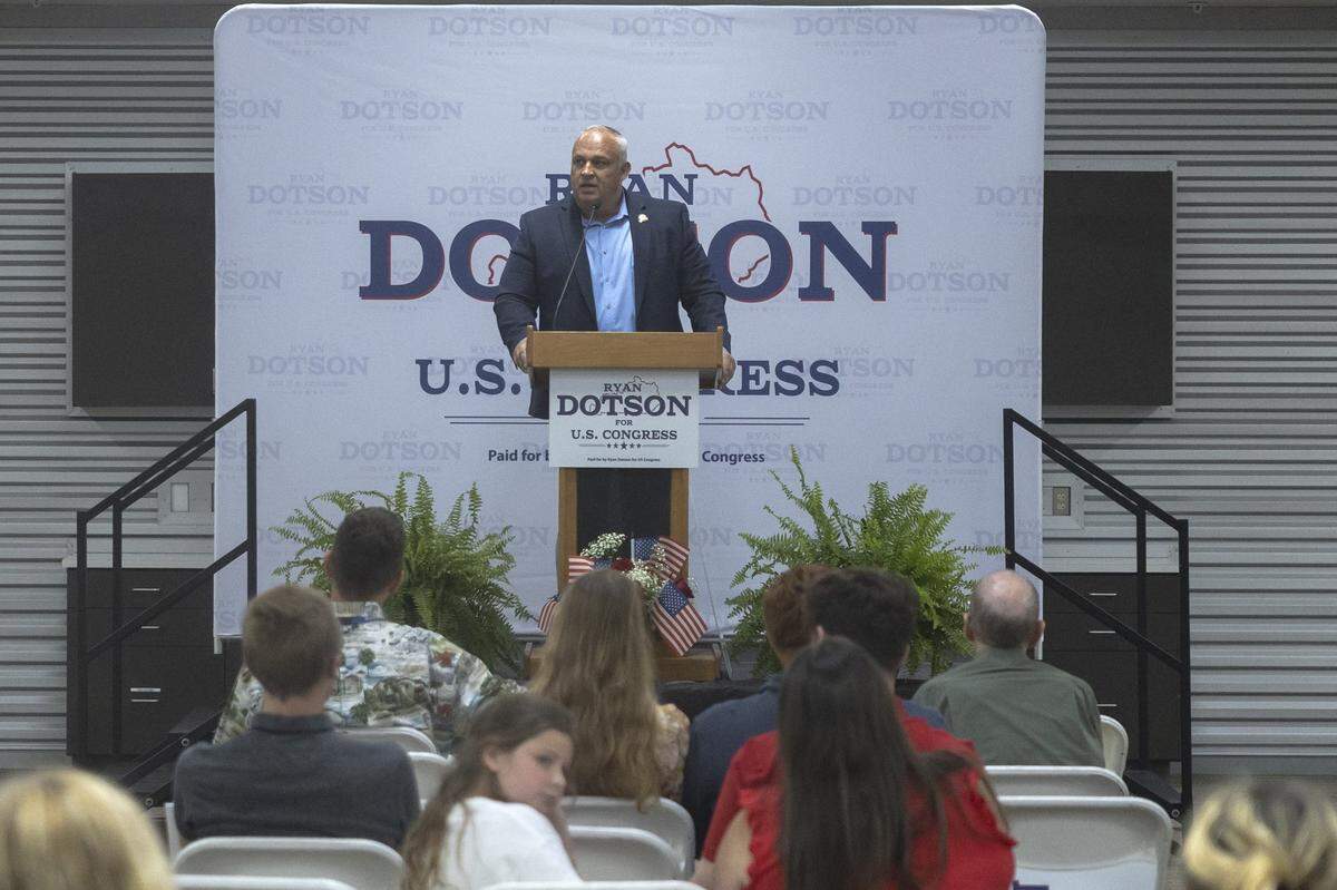 State Rep. Ryan Dotson, R-Winchester, speaks during an event to kickoff his 2026 campaign for the Republican nomination for Congress in Winchester, Ky., Tuesday, June 3, 2025.