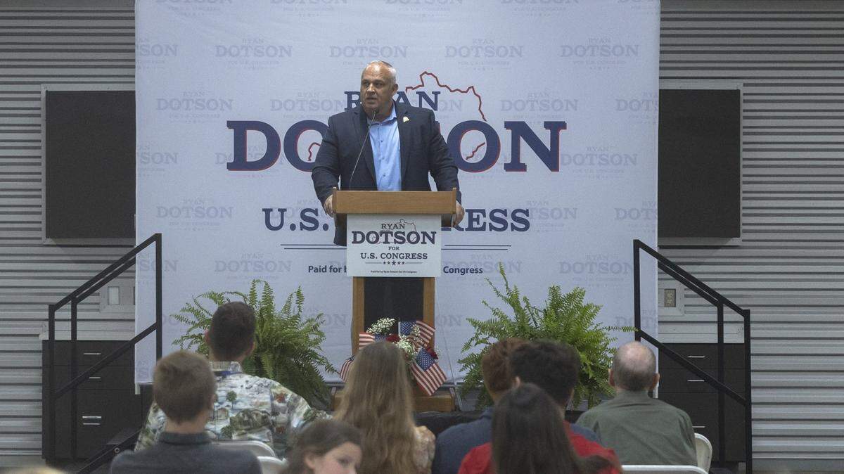 State Rep. Ryan Dotson, R-Winchester, speaks during an event to kickoff his 2026 campaign for the Republican nomination for Congress in Winchester, Ky., Tuesday, June 3, 2025.