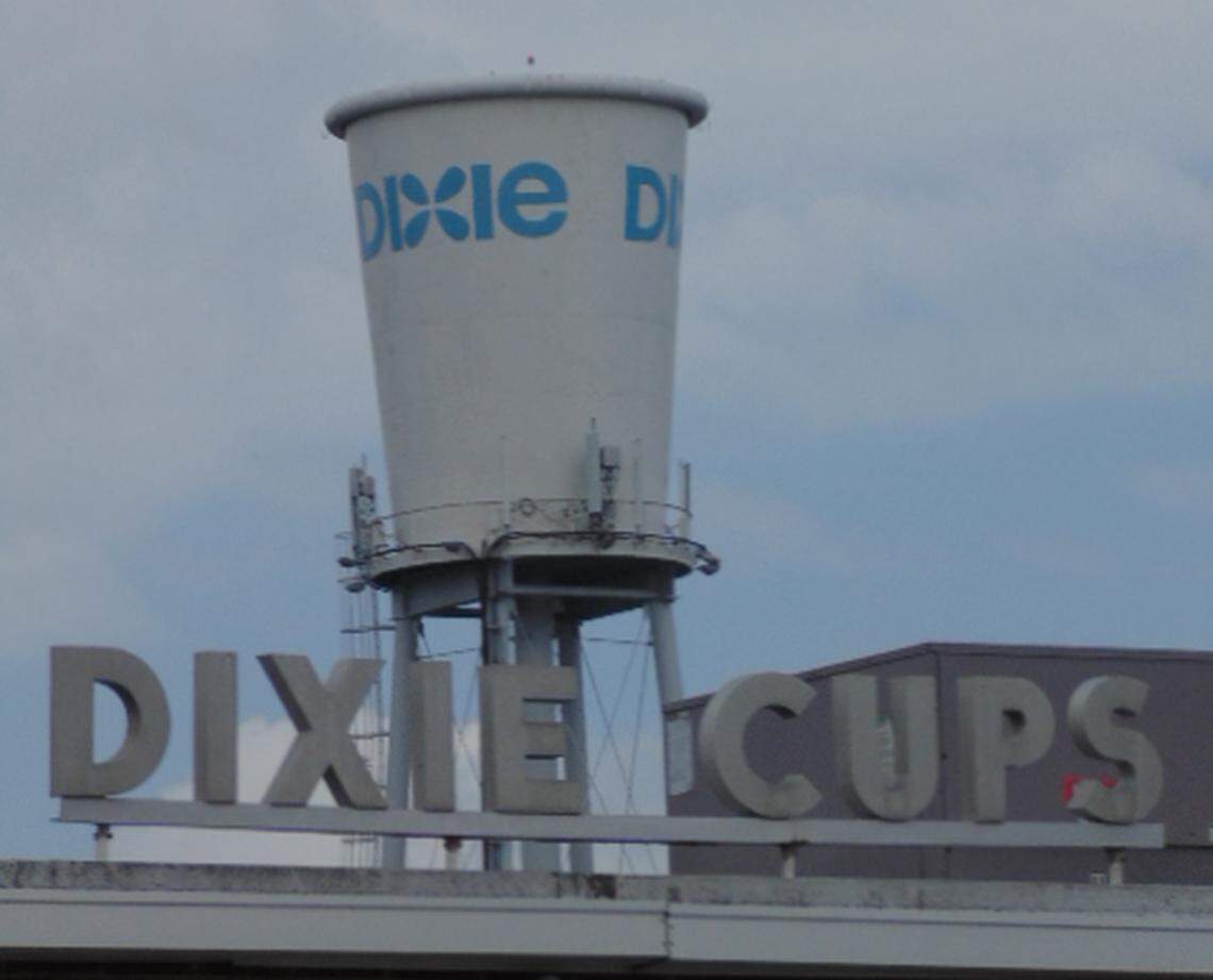 The water tower for the Georgia-Pacific plant in Lexington is a Dixie cup, which is appropriate because by the end of the year all of the cups will be made there.