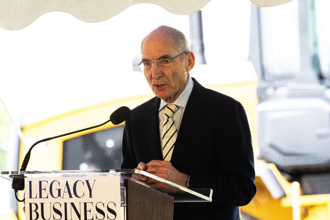 UK President Capilouto speaks on the agreement to exchange 250 acres of UK-owned economic development land around the main UK campus during the groundbreaking ceremony at the new Legacy Business Park on June 18, 2025, in Lexington, KY.