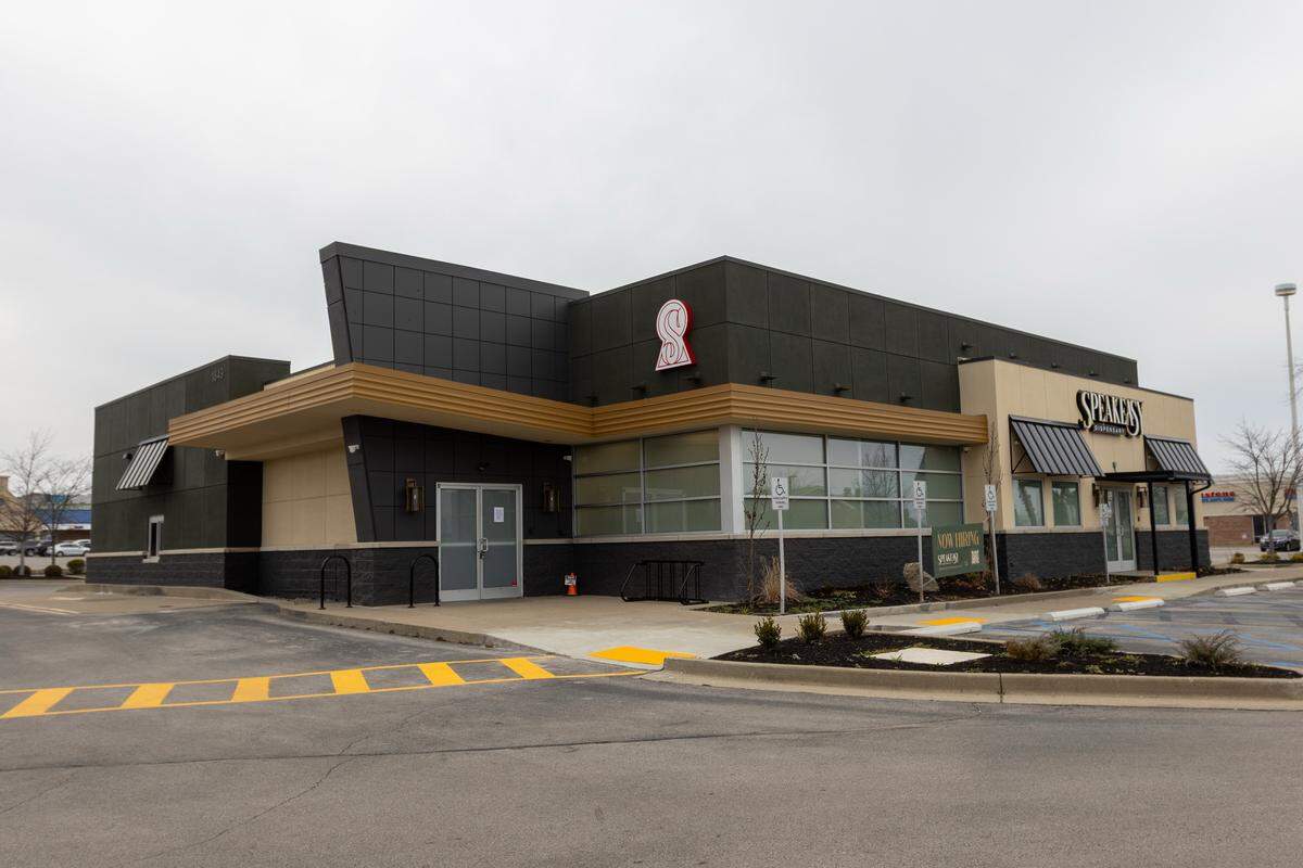 An exterior view of Speakeasy Dispensary at 1849 Alysheba Way is seen Jan. 8, 2026. It’s Lexington’s first medical marijuana dispensary. 