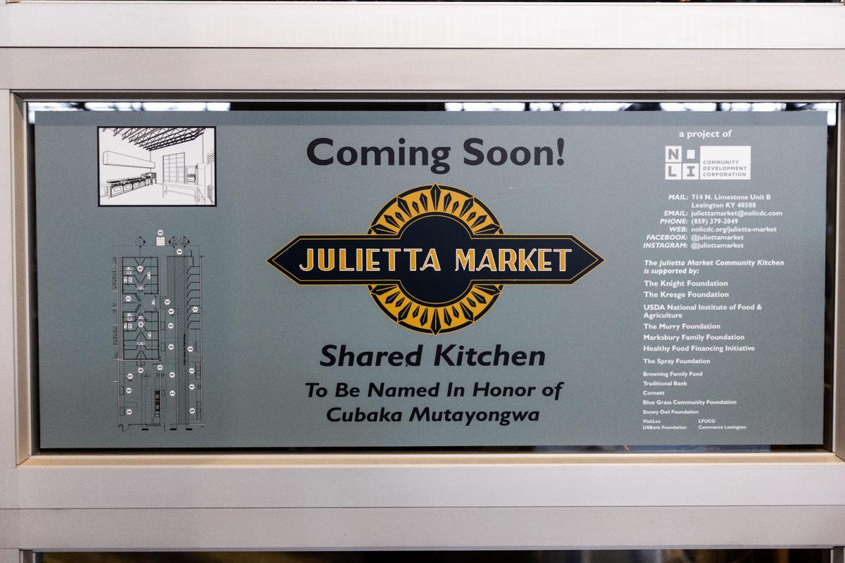 A shared kitchen space for Julietta’s food stalls was still under construction in July 2021. The kitchen has since opened.