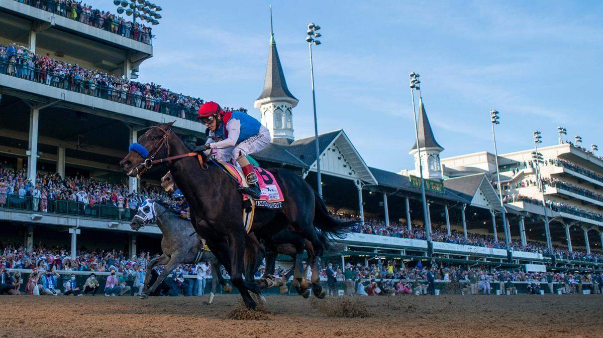 Medina Spirit with John R. Velazquez up, (8) was stripped of his win in the 147th Kentucky Derby, Saturday, May 01, 2021, at the Churchill Downs in Louisville by the Kentucky Horse Racing Commission.