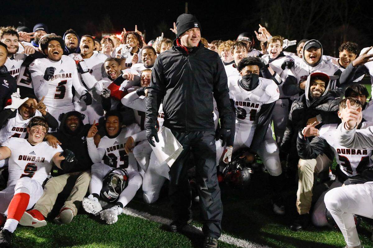 Coach Wes Johnson led Paul Laurence Dunbar to a 7-3 record last season. “He’s changed the culture. He’s made kids want to be here,” senior offensive tackle Sam Turley said.