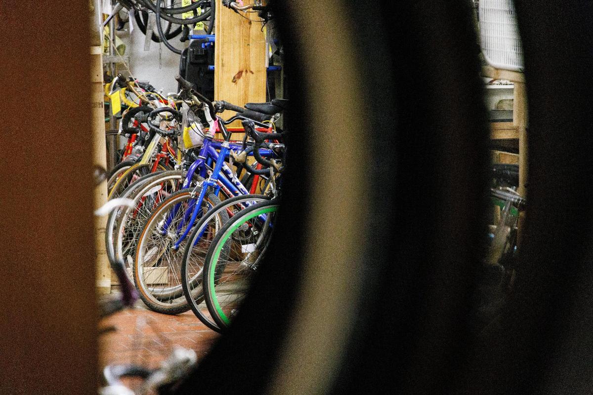 Donated bicycles are on display for purchase on Sunday, May 22, 2022, at Broke Spoke Community Bike Shop in Lexington, Kentucky.
