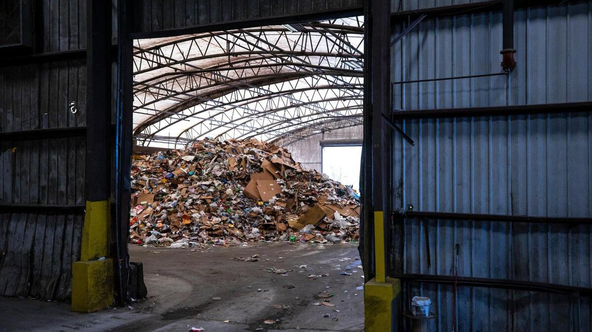 Recycling waits to be sorted at the Lexington Recycling Center in Lexington, Ky., on Thursday, April 7, 2022. Lexington began overhauling the recycling center in December to make it possible for the city to start processing paper again after suspending curbside paper recycling in May 2019.