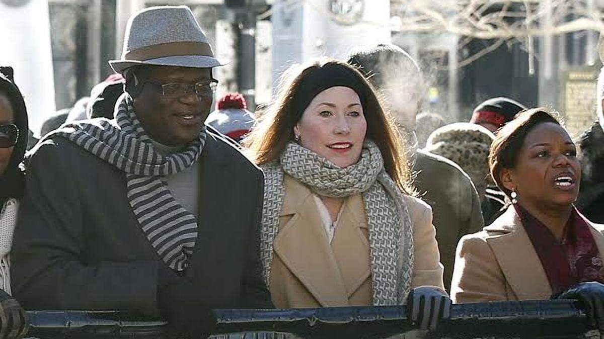Alison Lundergan Grimes, Kentucky Secretary of State, marched alongside thousands of participants at the Martin Luther King Jr. Freedom March in downtown Lexington on Monday morning.