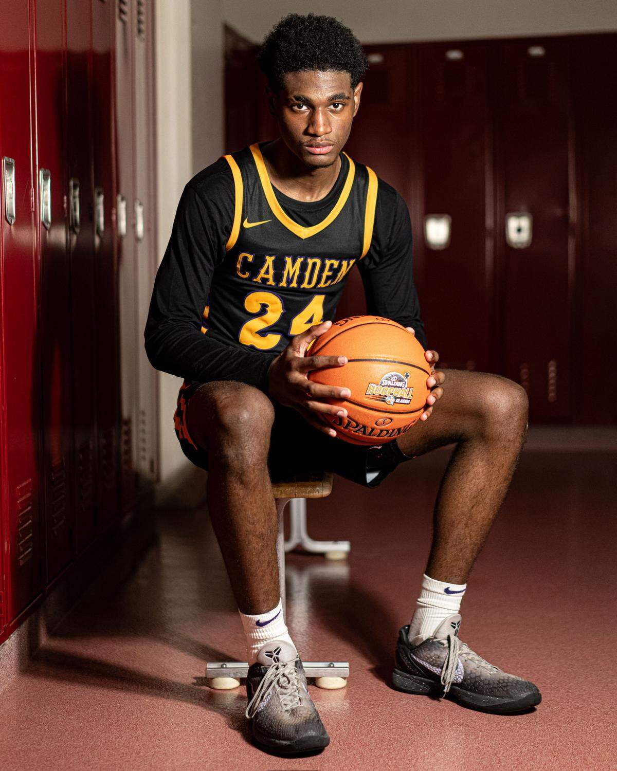 Class of 2024 Kentucky men’s basketball commit Billy Richmond poses for a photo at the Spalding Hoophall Classic. Richmond scored 26 points Saturday to lead his Camden (New Jersey) High School team to a win at this year’s event.