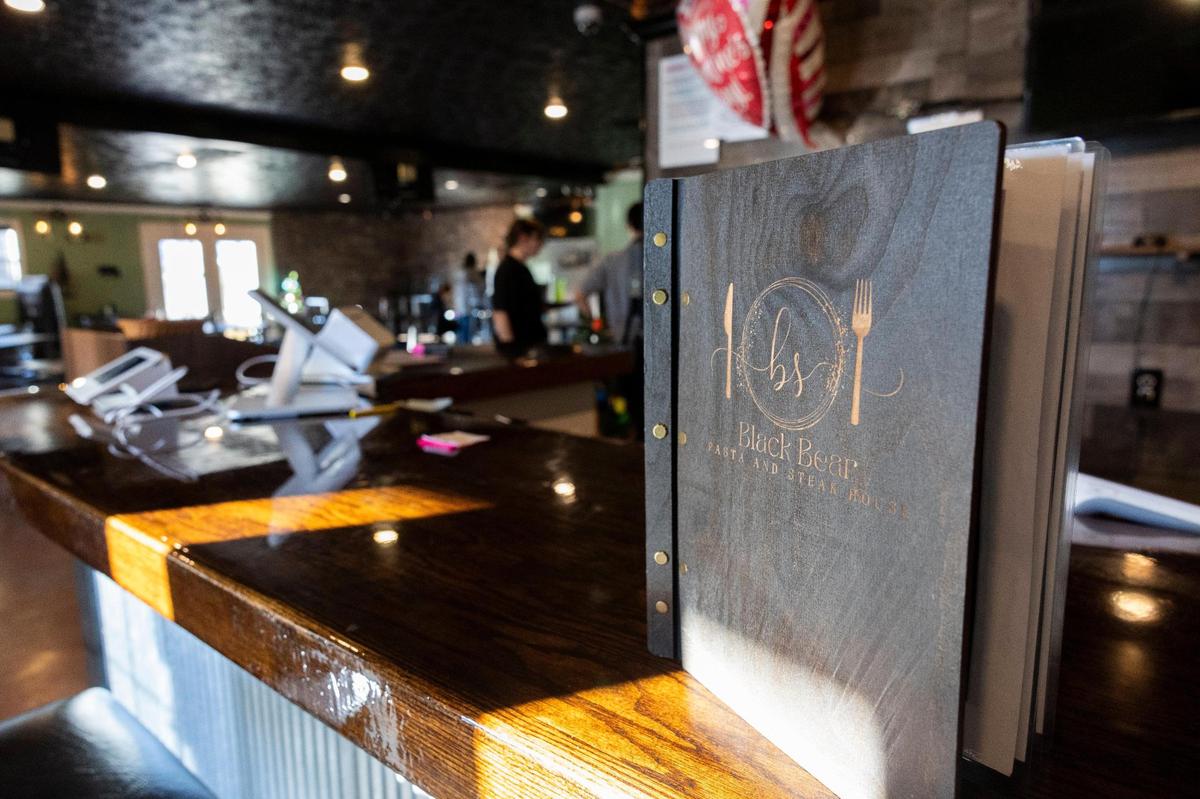 The Black Bear Pasta and Steak House restaurant’s menu features pastas, steaks, ribs, wraps, sandwiches, burgers and a salad bar.
