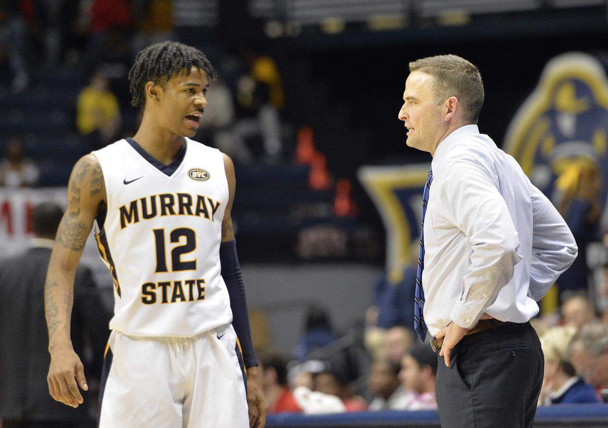 ESPN broadcasters Jay Bilas and Seth Greenberg have likened Murray State sophomore Ja Morant, left, to NBA point guard Russell Westbrook.