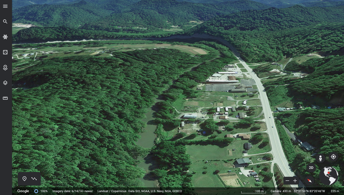 The same location shown above, taken from a Google Earth screenshot.