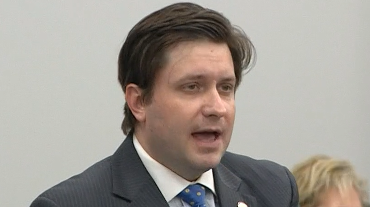 State Rep. Daniel Elliott, R-Danville, tells the Kentucky House about his House Bill 468, setting new limits on the state and local human rights commissions.