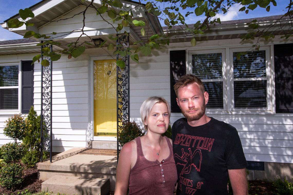 Cody Alexander and Shea Wells at their home in Anderson County off of Highway 151 outside of Lawrenceburg. Their first home is directly across from the site of a proposed Buffalo Trace bourbon barrel warehouse campus in Anderson County that would have a proposed 24 rickhouses which could hold over 1 million barrels of whiskey.
