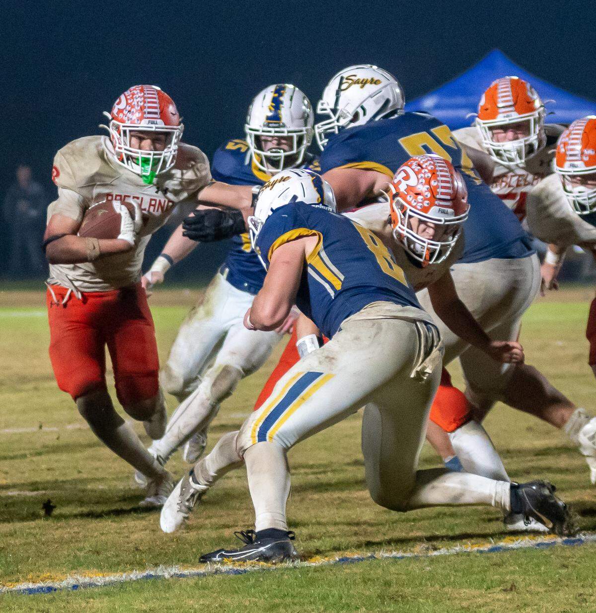 Raceland’s Noah Wallace ran for 209 yards on 25 carries against Sayre in the Class A playoffs Friday night.