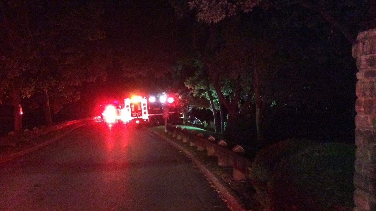 Lexington police and fire responded to a call about a vehicle submerged in the lake late Tuesday night.