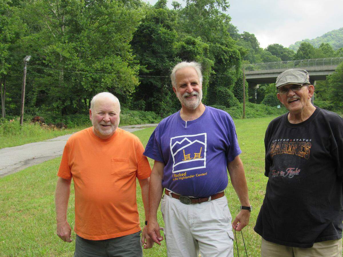 Stanley Sturgill, left, Roy Silver and Carl Shoupe shown in July 2017 in Benham, Ky. The three have been involved in an effort to have land near two historic coal towns declared off limits to surface mining.
