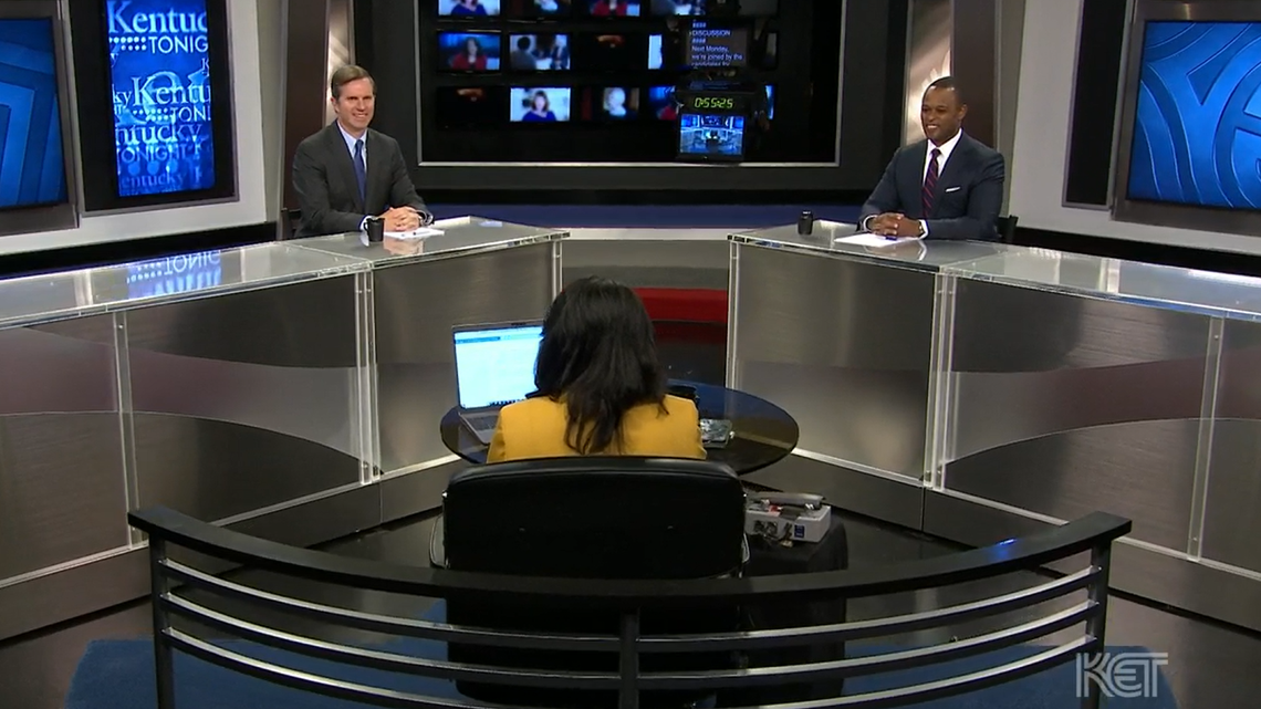 Gov. Andy Beshear, the Democratic governor, and Attorney General Daniel Cameron, a Republican, both took part in the KET Kentucky Tonight Debate on Monday, Oct. 23.