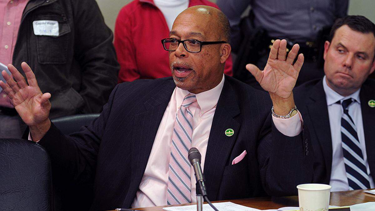 Sen. Reginald Thomas, D-Lexington, commented on Senate Bill 3, a bill related to School-Based Decision Making Councils, in the Senate Education Committee.