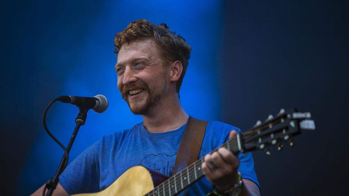 Tyler Childers performs at the Forecastle Festival in Louisville, Ky., Sunday, July 14, 2019.