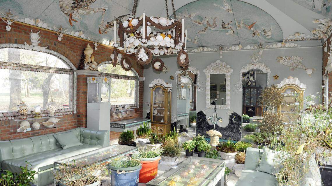 The Headley-Whitney Museum, closed for its annual winter break, includes a building known as the Shell Grotto, decorated with shells and other objects. 