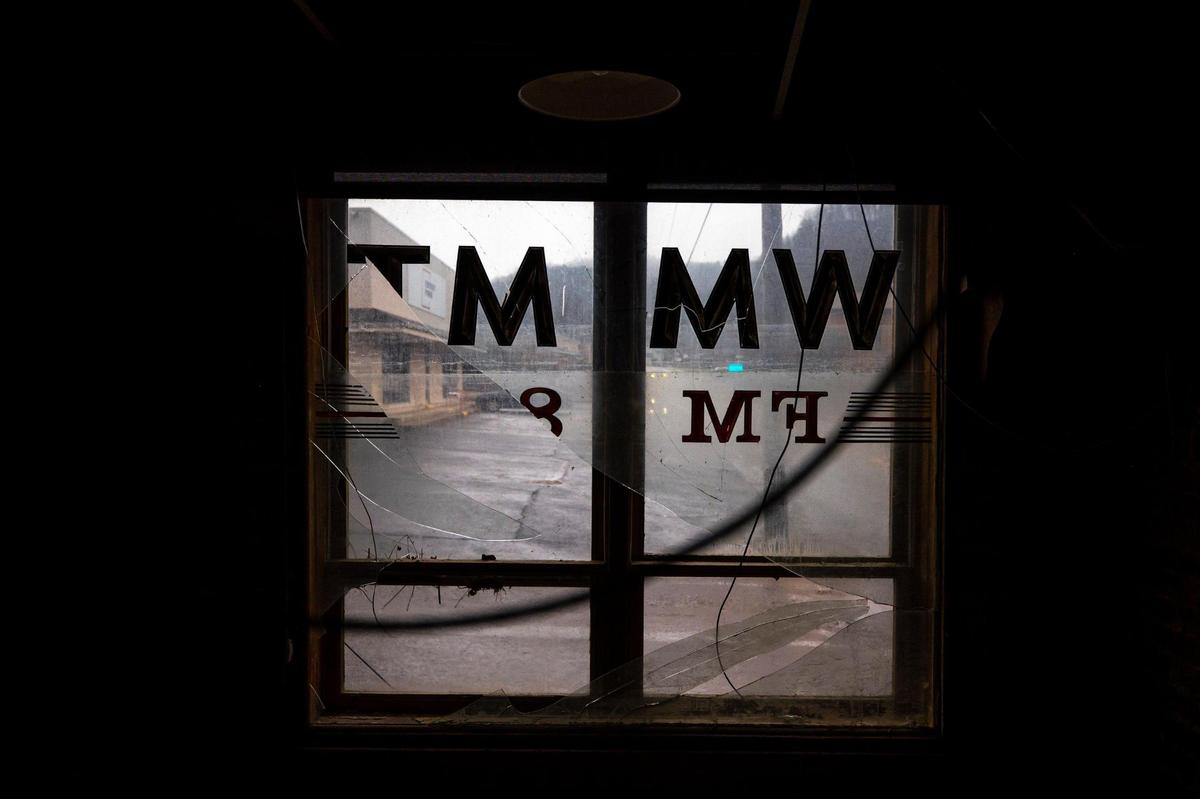 Water more than 6 feet high flooded the Appalshop main building, including the WMMT community radio station studio, in Whitesburg, Ky., during a 2022 flood that devastated Eastern Kentucky.