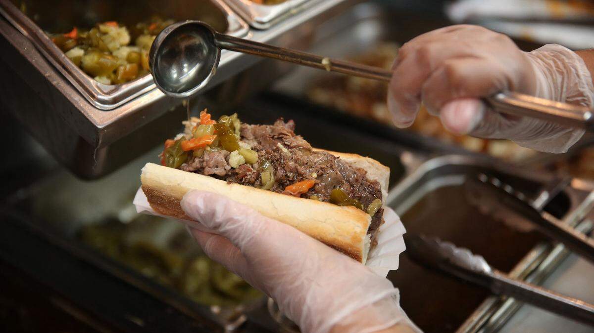 An Italian beef sandwich at Portillo’s on July 9, 2014.