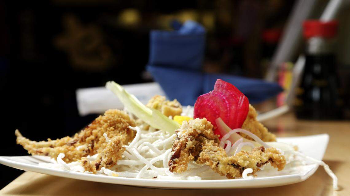 Deep-fried soft shell crab is an appetizer of generous proportions.