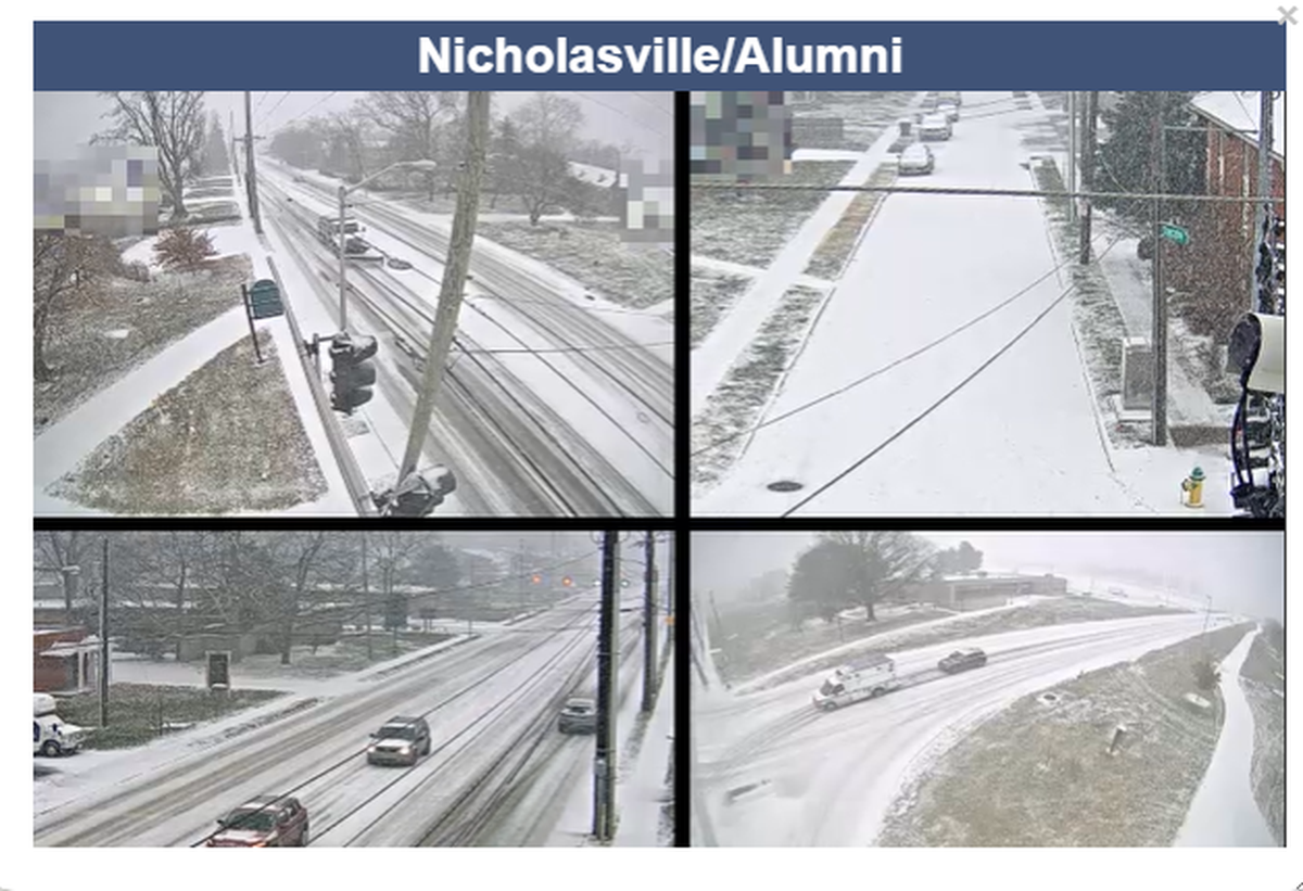 Traffic cameras in Lexington show live road conditions as the day moves on.