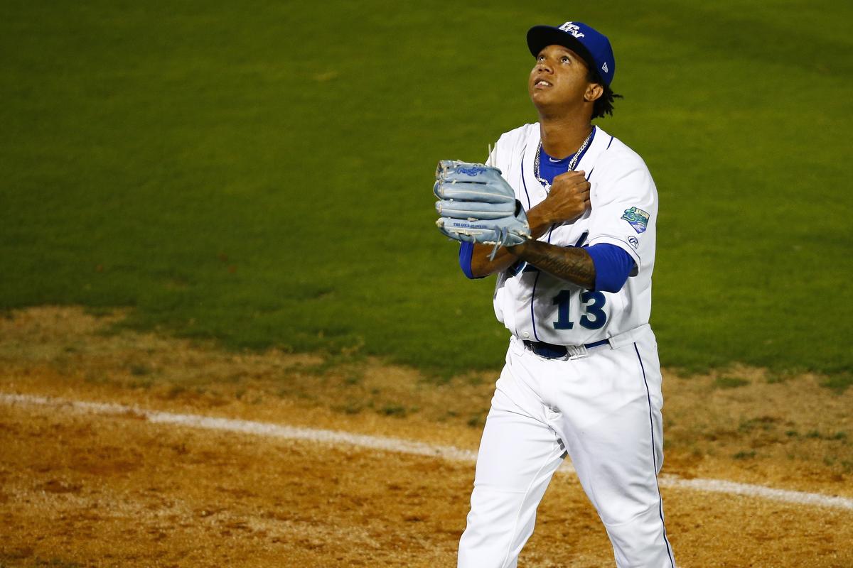 Lexington Legends pitcher Janser Lara (13) celebrated after the eighth inning during the first game of the South Atlantic League Southern Division championship series against the Rome Braves Wednesday at Whitaker Bank Ballpark in Lexington.