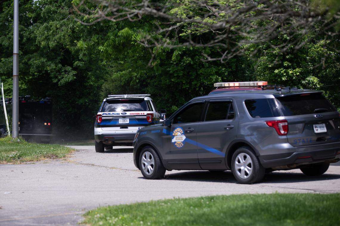 The Lexington Police Department and Kentucky State Police respond to an active investigation in Athens, a rural area of Fayette County, on Monday, May 16, 2022.
